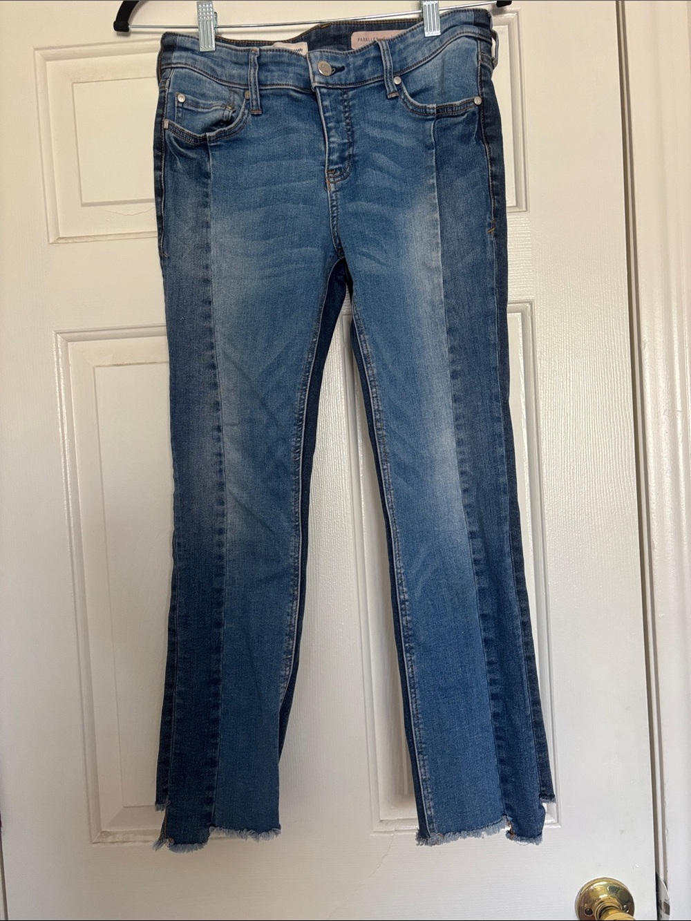 Anthropologie Two-Tone Petite Blue Straight-Leg Jeans